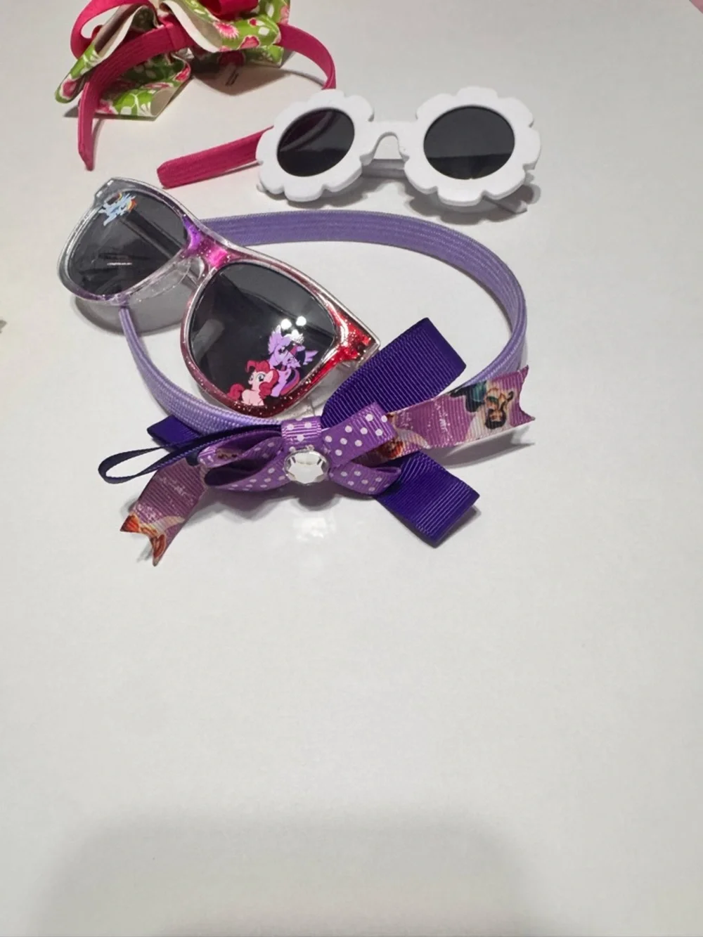 Kids Fashion Sunglasses and Headband Set - Yellow, Pink, Purple, White